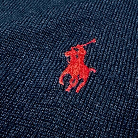 Polo Ralph Lauren 100% Merino Wool V-Neck Sweater Men’s XL Navy Blue Label - Picture 4 of 9